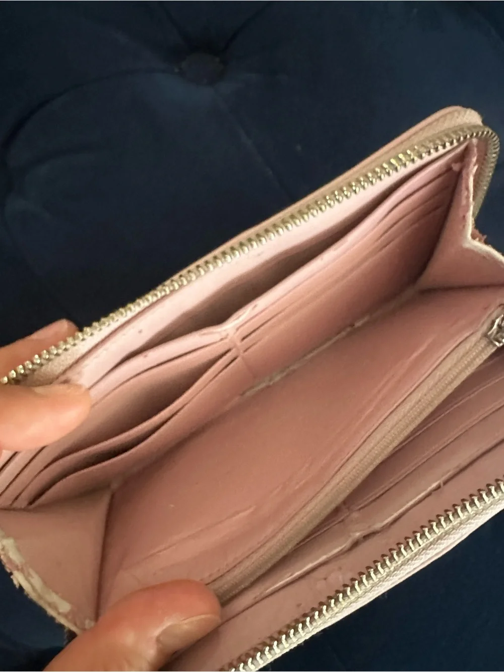 Coach Tan Signature Canvas Wallet with Pink Trim - Picture 7 of 10
